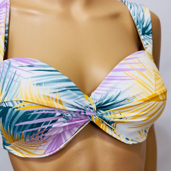 Shade & Shore Tropical Print Lightly Lined Bikini Top Crisscross Front 3… - Picture 4 of 12